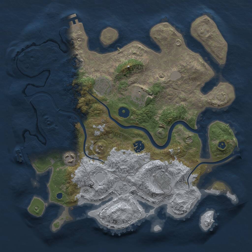 Rust Map: Procedural Map, Size: 3387, Seed: 1225, 12 Monuments