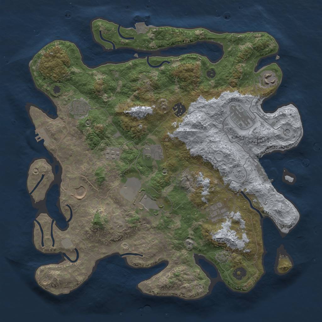 Rust Map: Procedural Map, Size: 3692, Seed: 1777, 17 Monuments