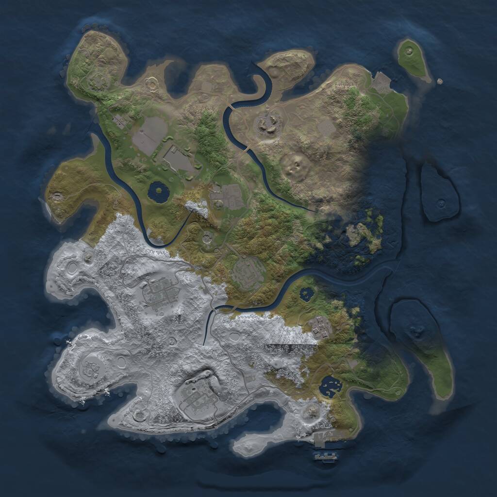 Rust Map: Procedural Map, Size: 3500, Seed: 520066239, 13 Monuments