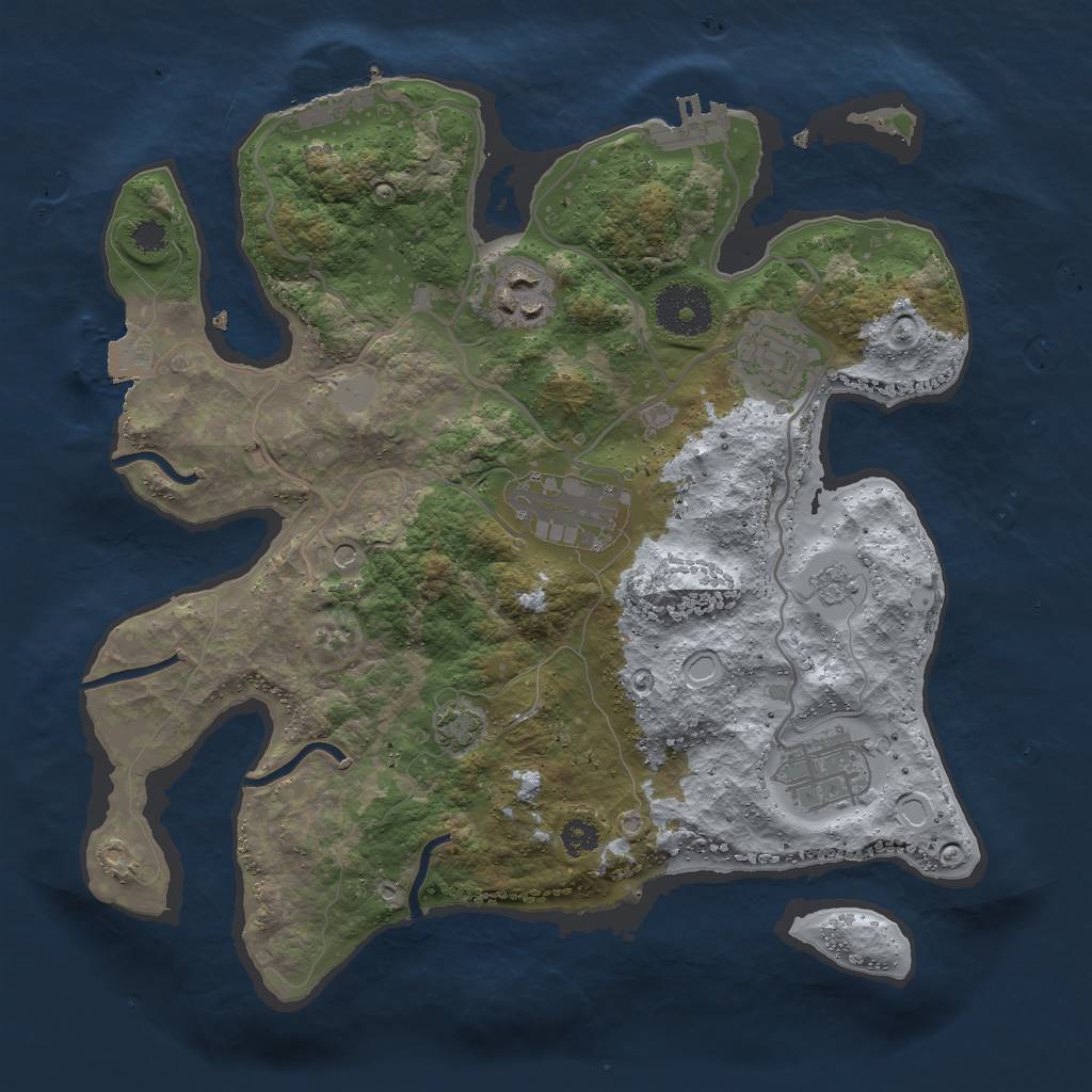 Rust Map: Procedural Map, Size: 3000, Seed: 282736271, 12 Monuments