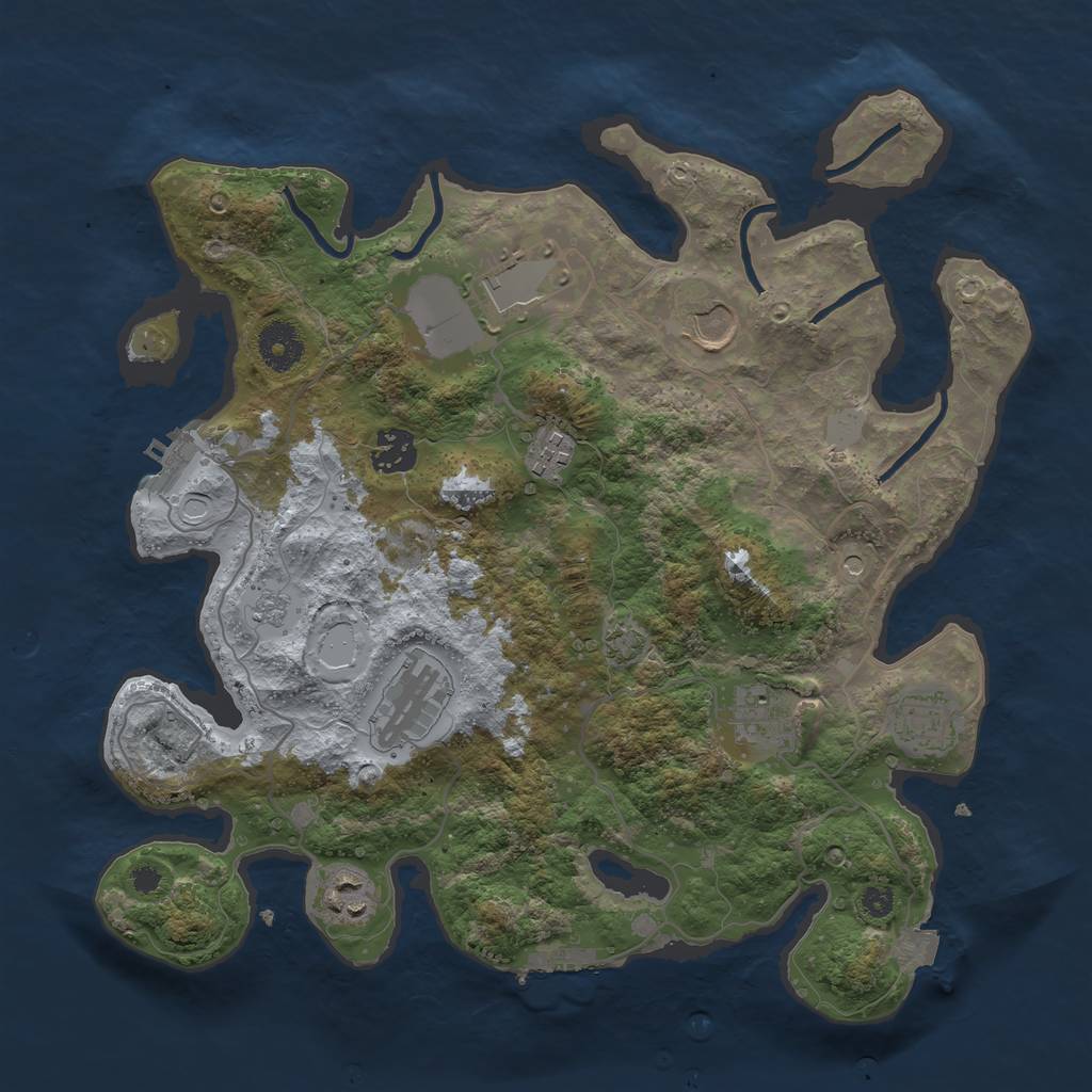 Rust Map: Procedural Map, Size: 3500, Seed: 1223995432, 16 Monuments