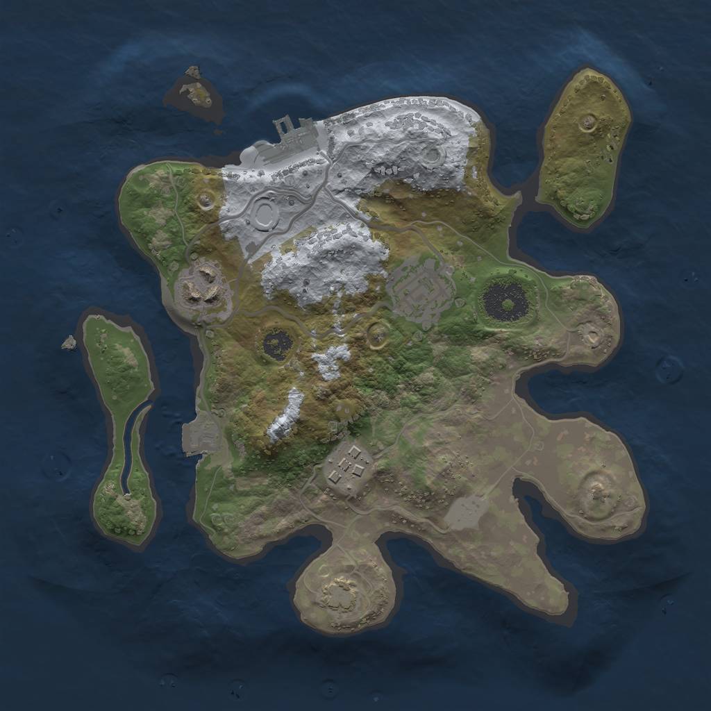 Rust Map: Procedural Map, Size: 2500, Seed: 436567, 8 Monuments