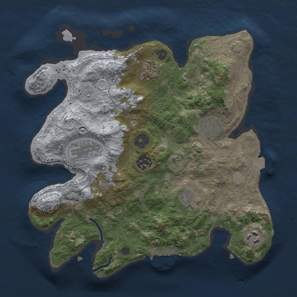 Rust Map: Procedural Map, Size: 3000, Seed: 54357386, 13 Monuments