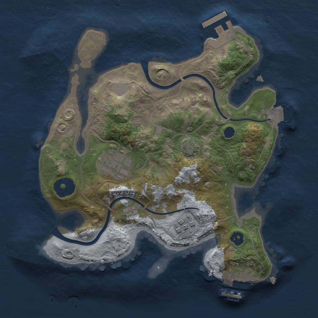 Rust Map: Procedural Map, Size: 2400, Seed: 1613600513, 6 Monuments