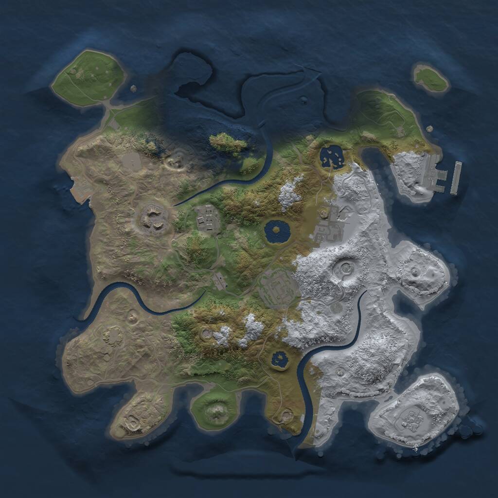 Rust Map: Procedural Map, Size: 3000, Seed: 2834409, 10 Monuments