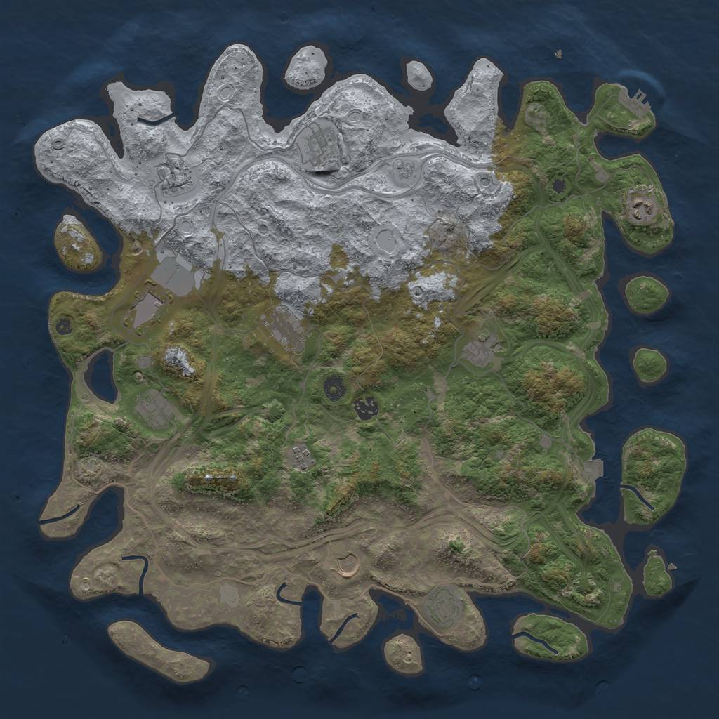 Rust Map: Procedural Map, Size: 4500, Seed: 3915534, 18 Monuments