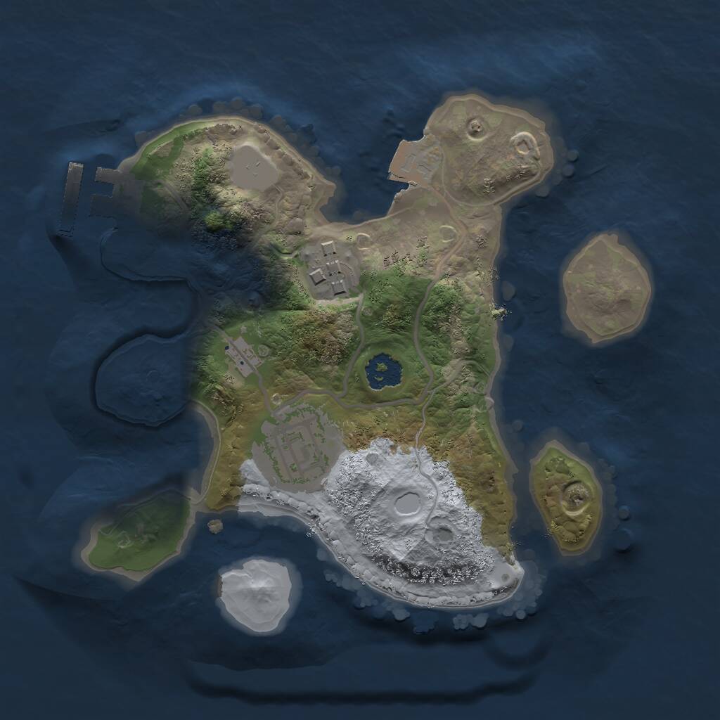 Rust Map: Procedural Map, Size: 2000, Seed: 348616415, 4 Monuments