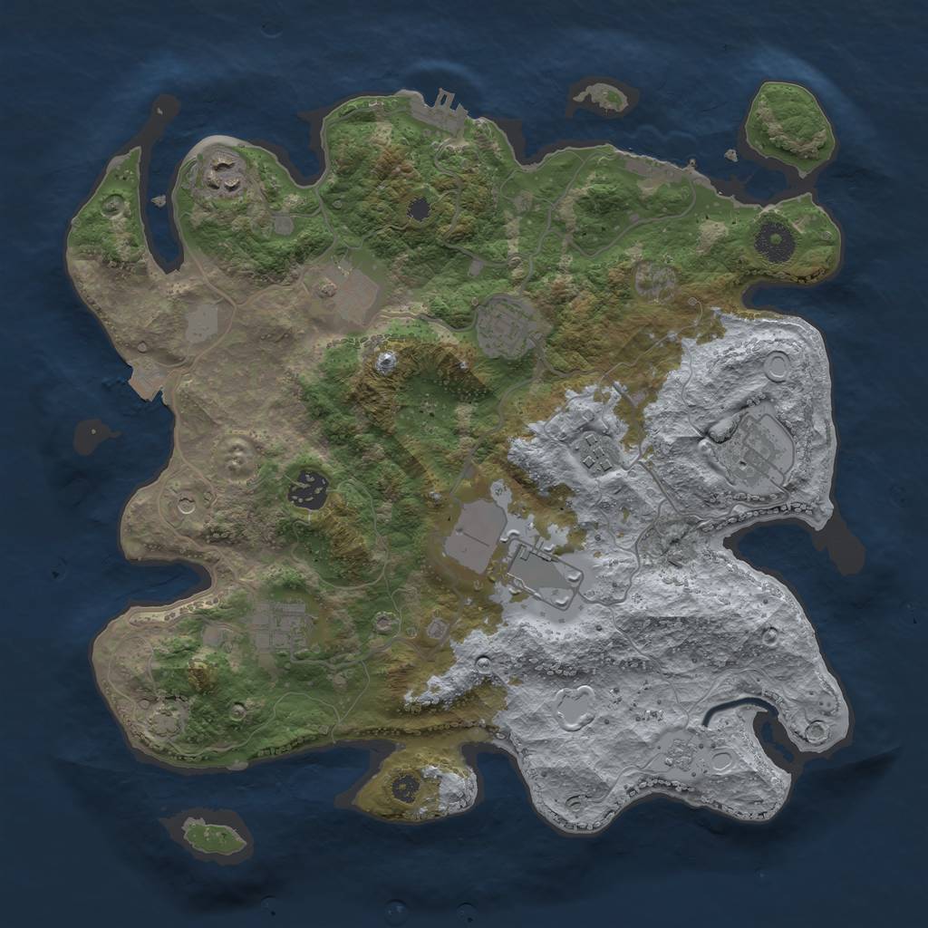 Rust Map: Procedural Map, Size: 3500, Seed: 918434283, 16 Monuments