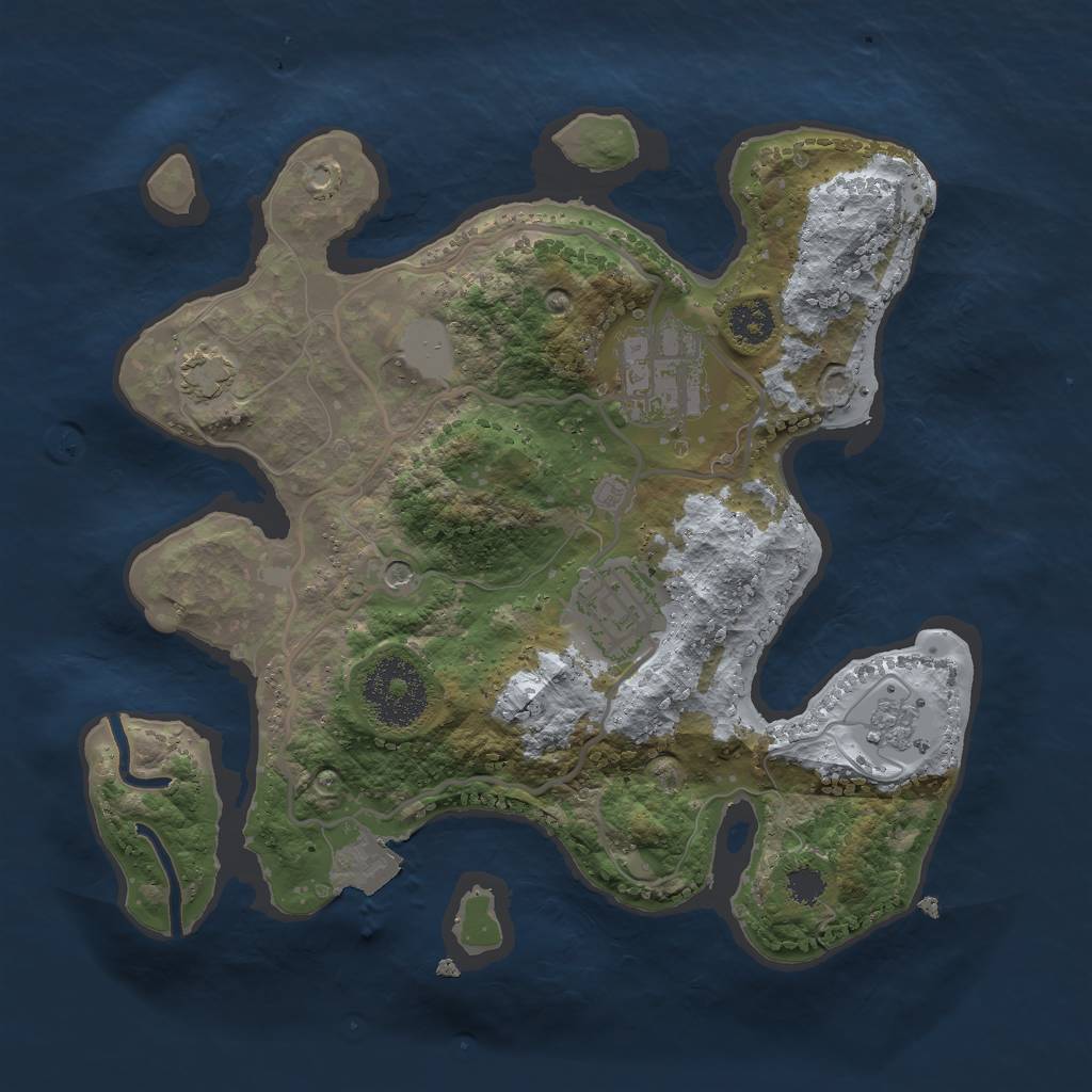 Rust Map: Procedural Map, Size: 2500, Seed: 728505623, 8 Monuments