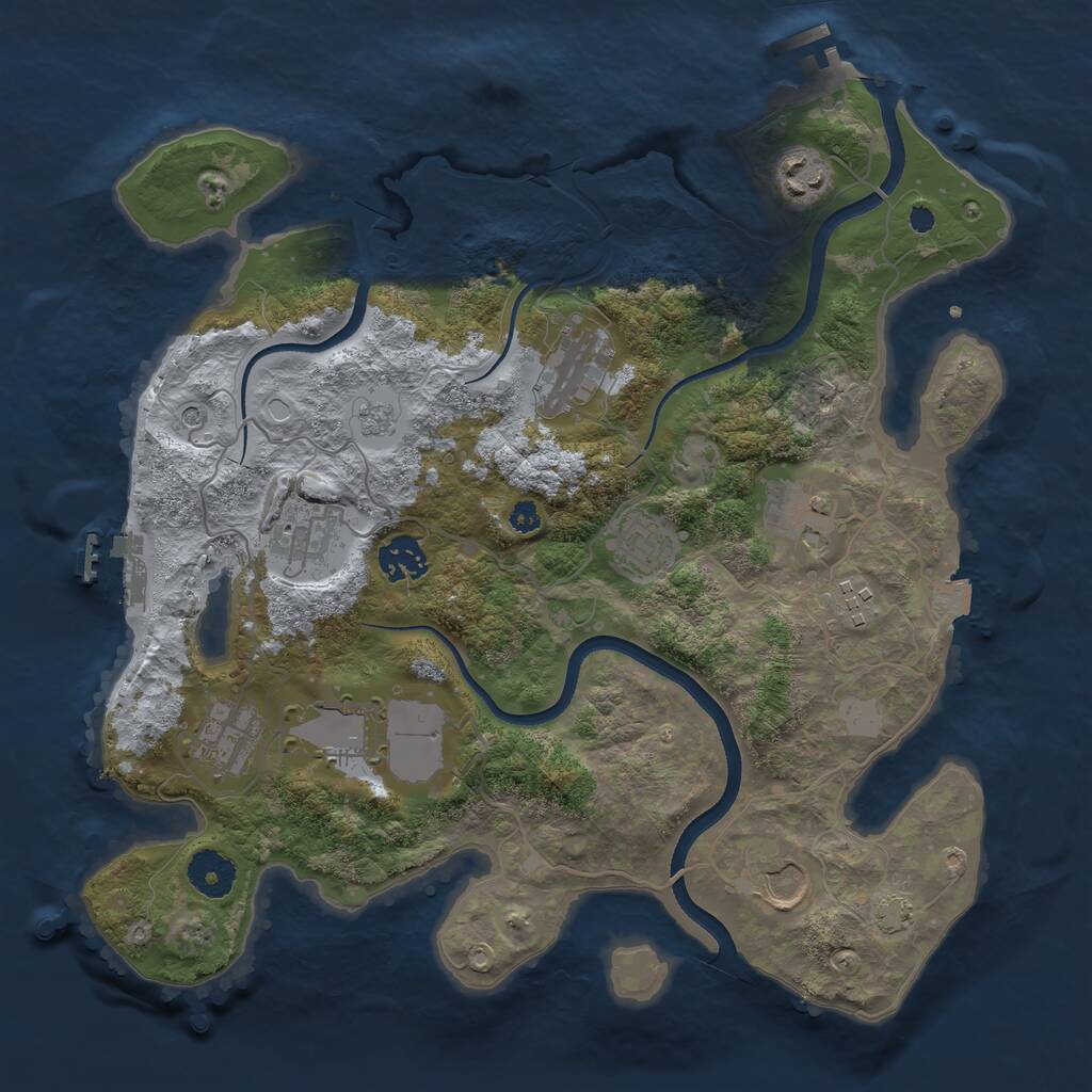Rust Map: Procedural Map, Size: 3500, Seed: 1888017824, 16 Monuments