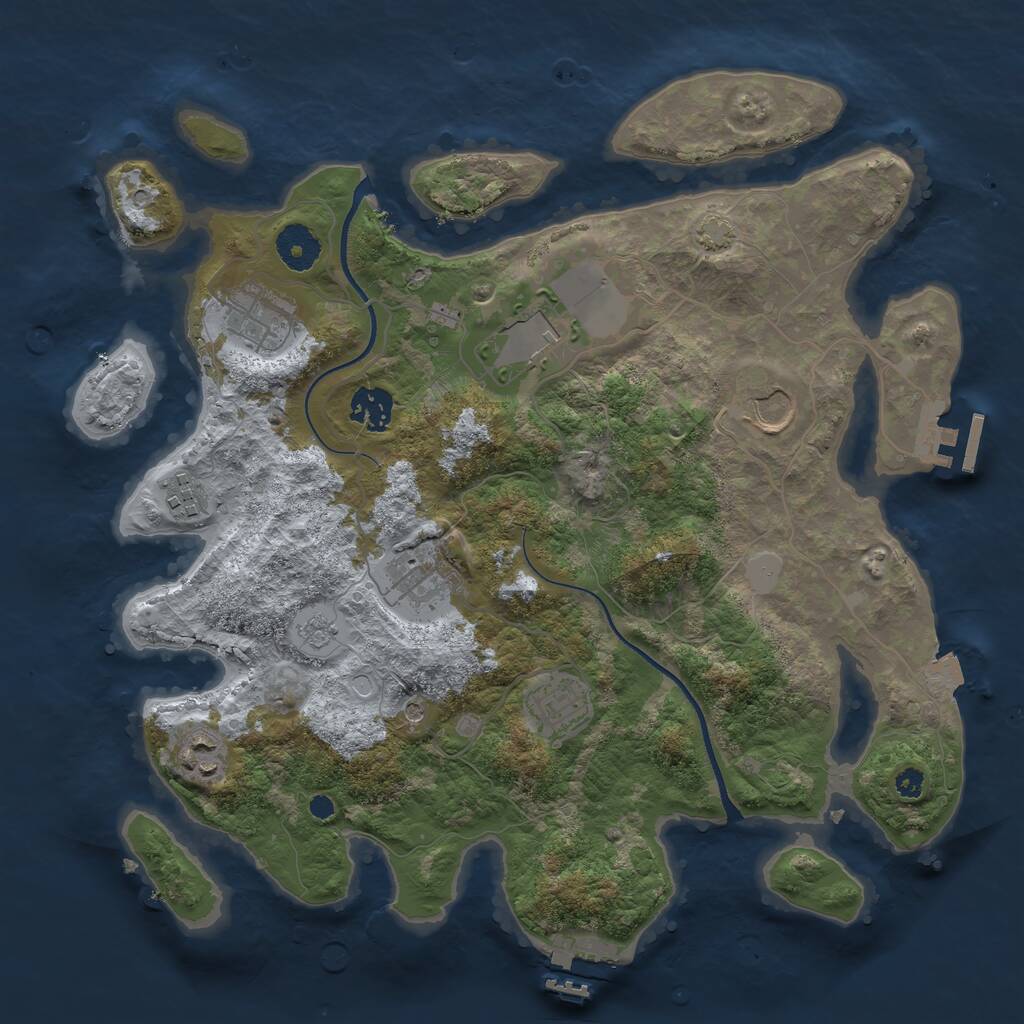 Rust Map: Procedural Map, Size: 3500, Seed: 975643343, 14 Monuments