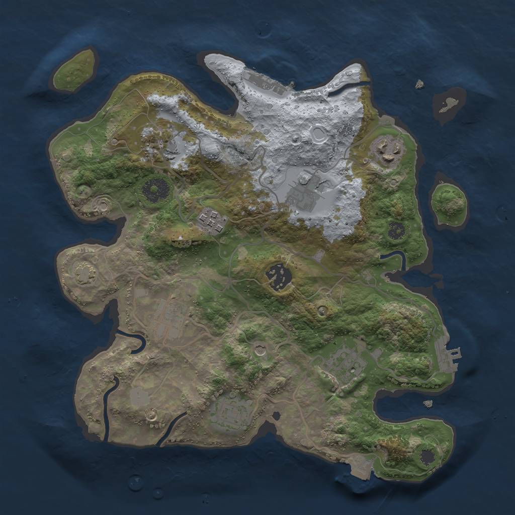 Rust Map: Procedural Map, Size: 3000, Seed: 942466945, 15 Monuments