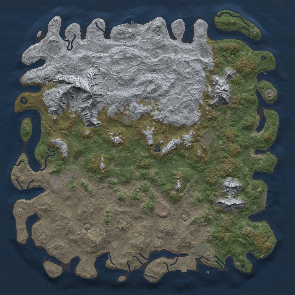 Rust Map: Procedural Map, Size: 6000, Seed: 5433311, 19 Monuments