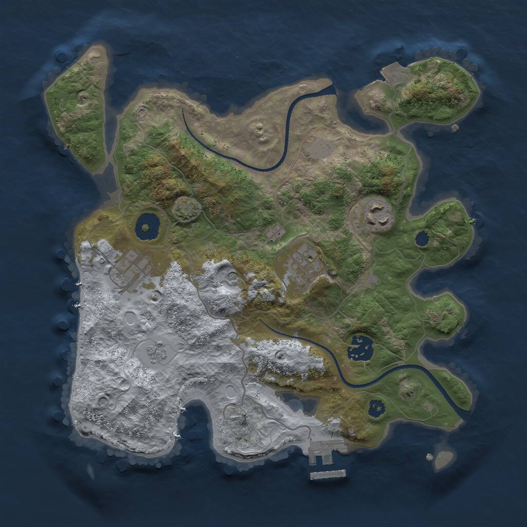 Rust Map: Procedural Map, Size: 3000, Seed: 3045196, 9 Monuments