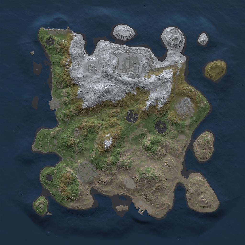 Rust Map: Procedural Map, Size: 3000, Seed: 1267476875, 12 Monuments