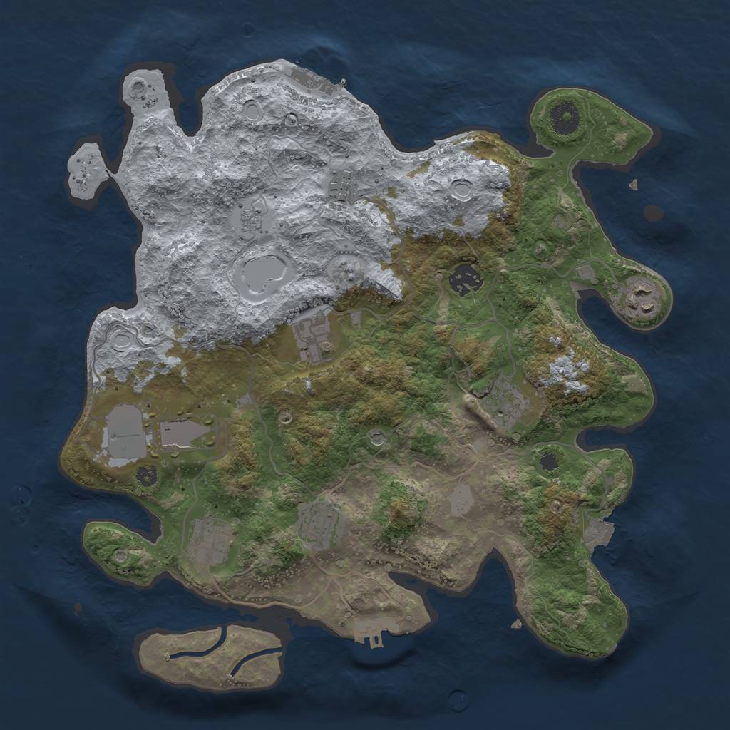 Rust Map: Procedural Map, Size: 3500, Seed: 697543840, 15 Monuments