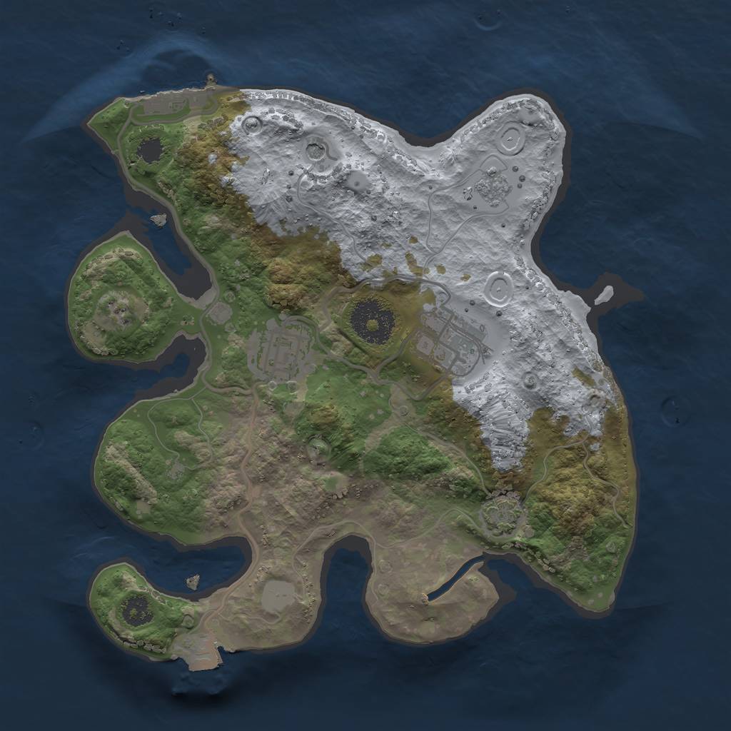 Rust Map: Procedural Map, Size: 2500, Seed: 112365115, 9 Monuments