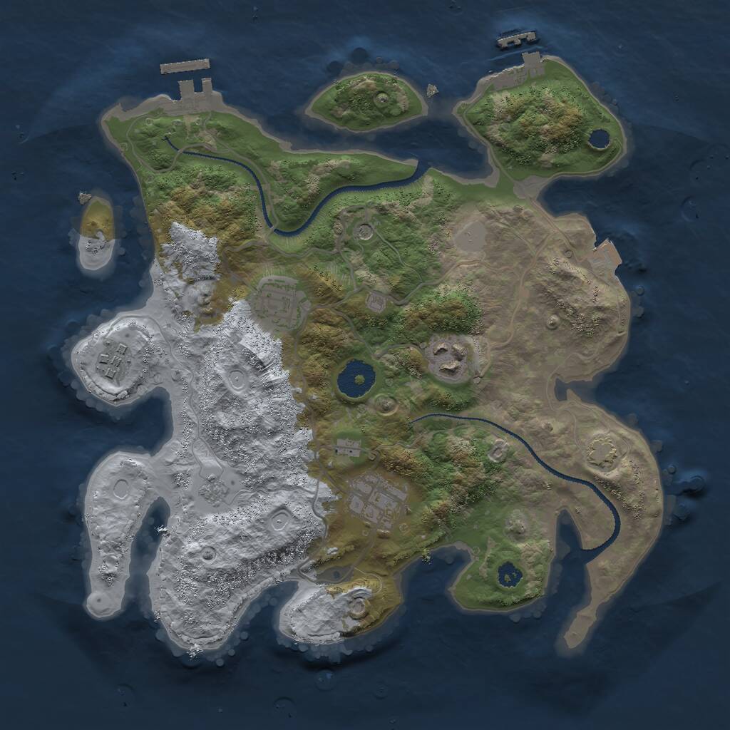 Rust Map: Procedural Map, Size: 3000, Seed: 9864773, 10 Monuments