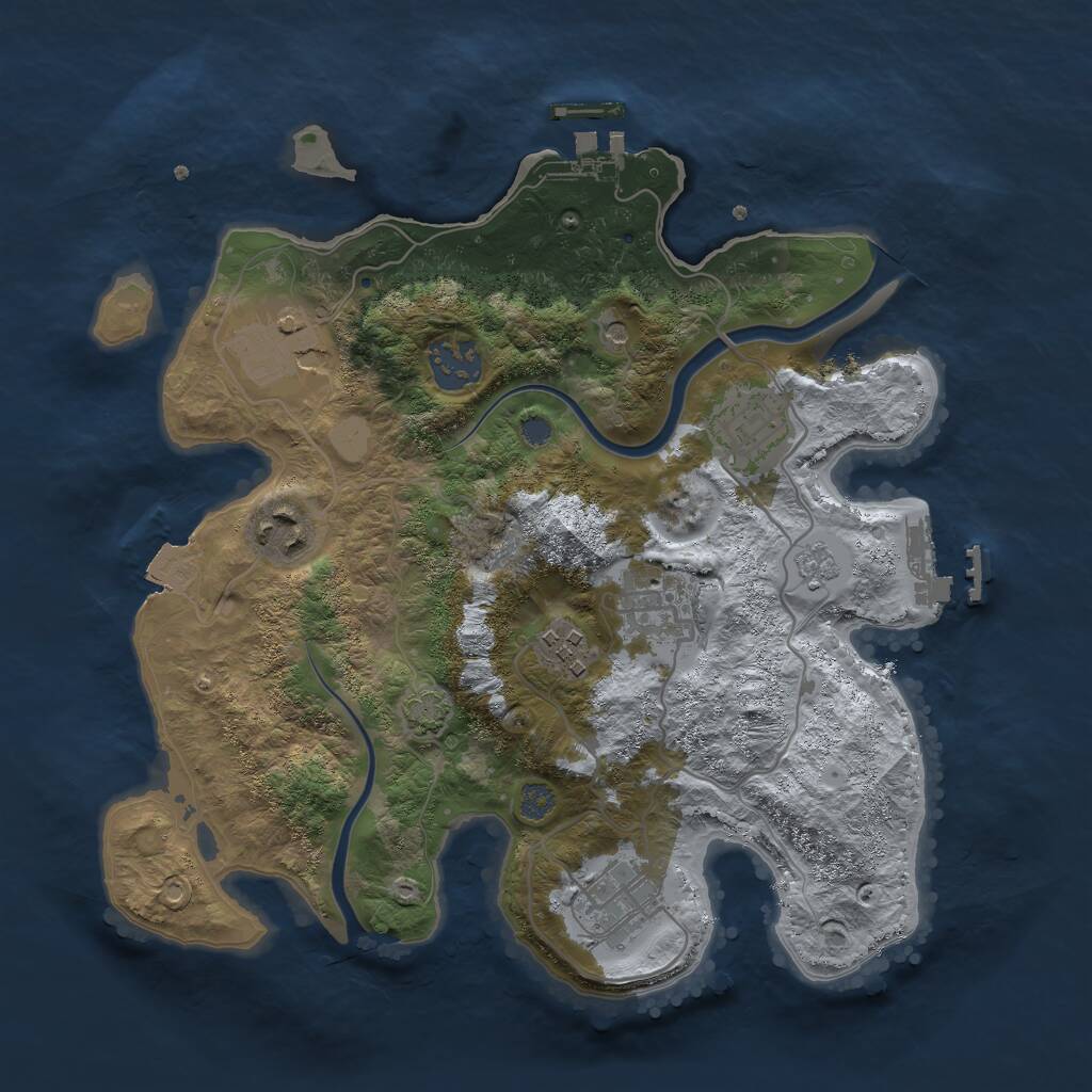 Rust Map: Procedural Map, Size: 3000, Seed: 1999999999, 15 Monuments