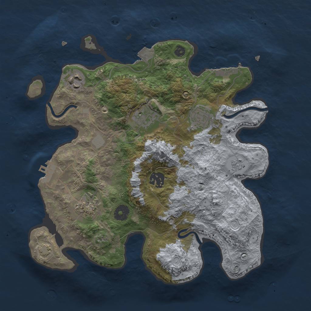 Rust Map: Procedural Map, Size: 3000, Seed: 1999999999, 12 Monuments