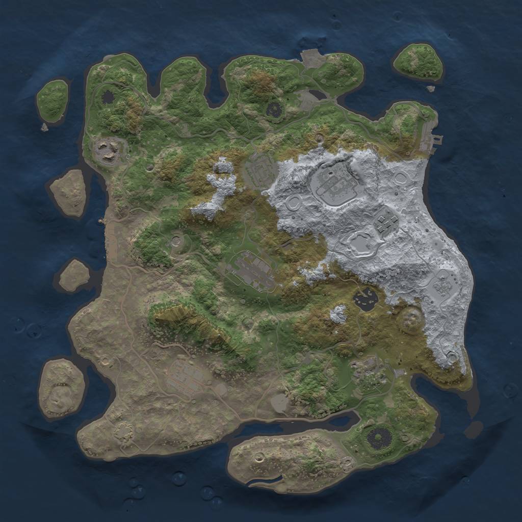 Rust Map: Procedural Map, Size: 3400, Seed: 1849245984, 16 Monuments