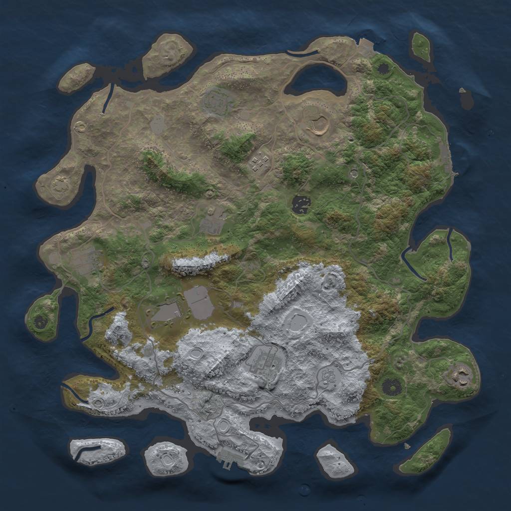 Rust Map: Procedural Map, Size: 4000, Seed: 1328946901, 17 Monuments