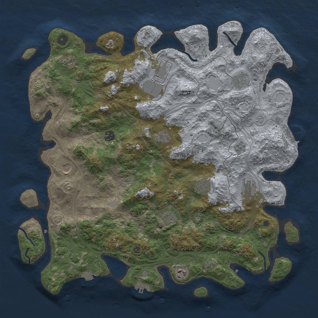 Rust Map: Procedural Map, Size: 4500, Seed: 41251125, 19 Monuments