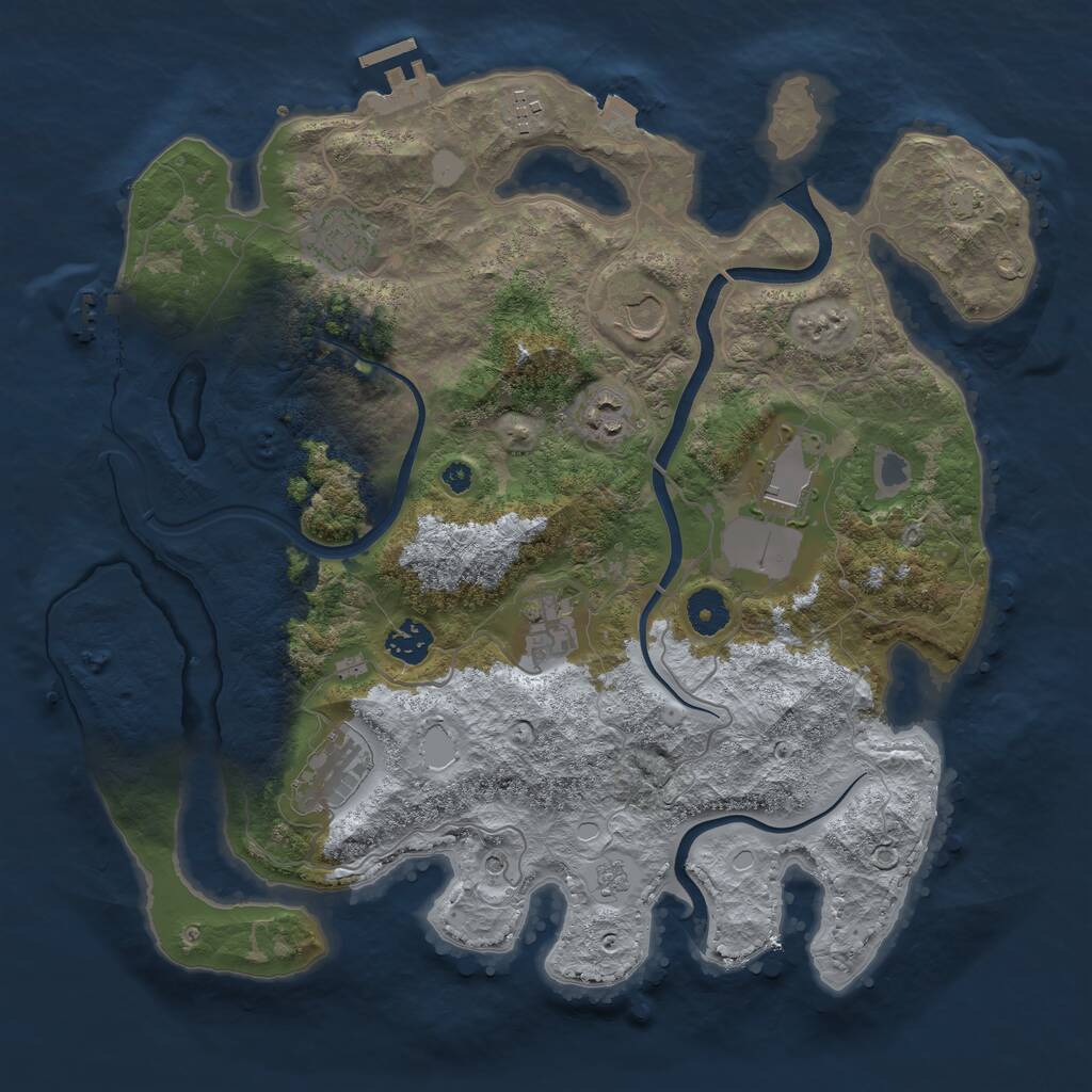 Rust Map: Procedural Map, Size: 3750, Seed: 384509888, 14 Monuments