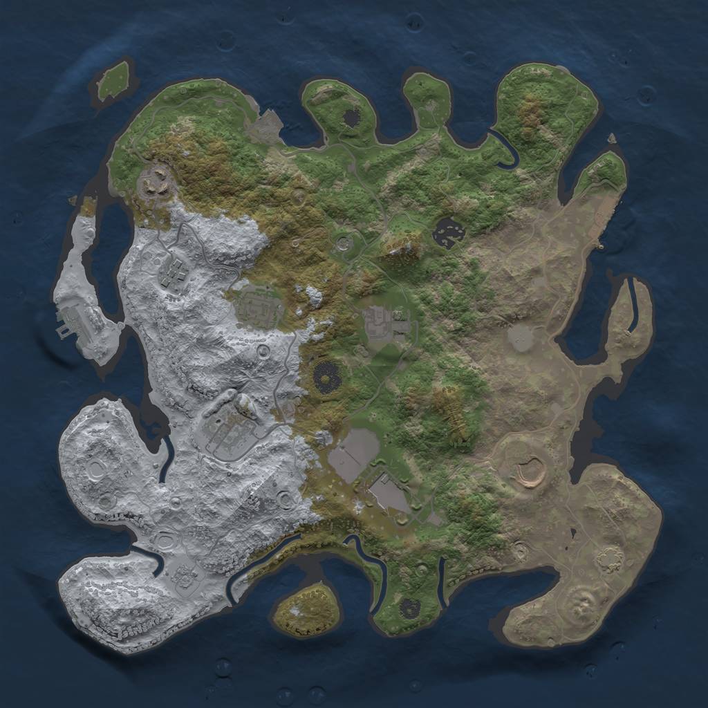Rust Map: Procedural Map, Size: 3500, Seed: 53864, 16 Monuments