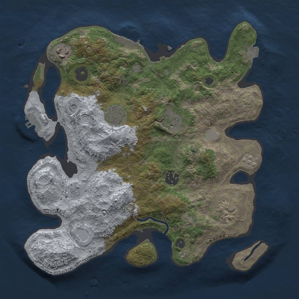 Rust Map: Procedural Map, Size: 3200, Seed: 53864, 14 Monuments