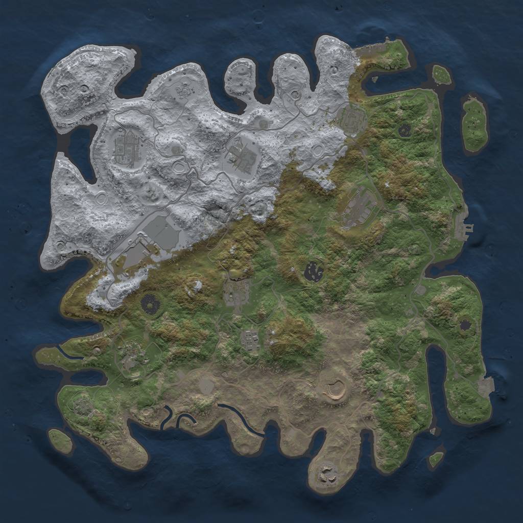 Rust Map: Procedural Map, Size: 4000, Seed: 1962969359, 19 Monuments