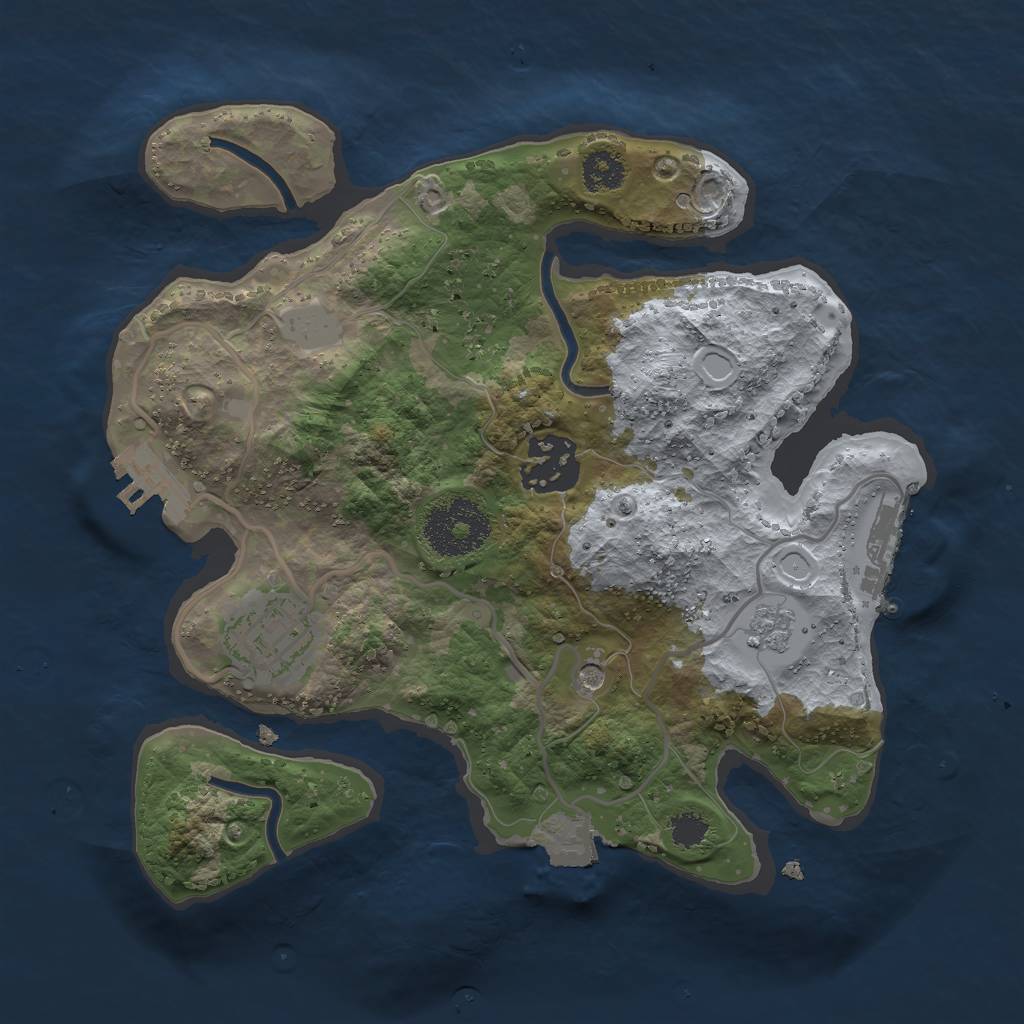 Rust Map: Procedural Map, Size: 2500, Seed: 12345324, 9 Monuments