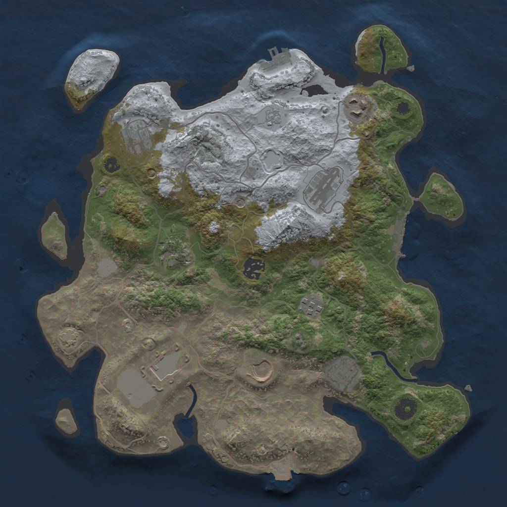 Rust Map: Procedural Map, Size: 3500, Seed: 217878115, 17 Monuments