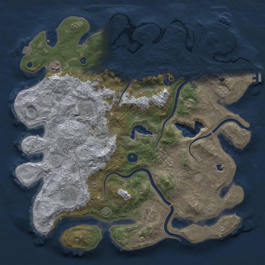 Rust Map: Procedural Map, Size: 4000, Seed: 962621262, 12 Monuments