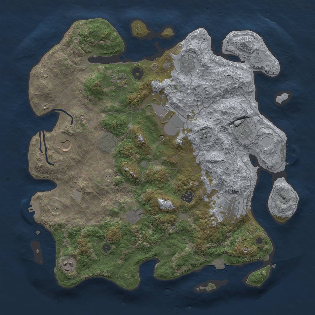 Rust Map: Procedural Map, Size: 4000, Seed: 691029073, 19 Monuments