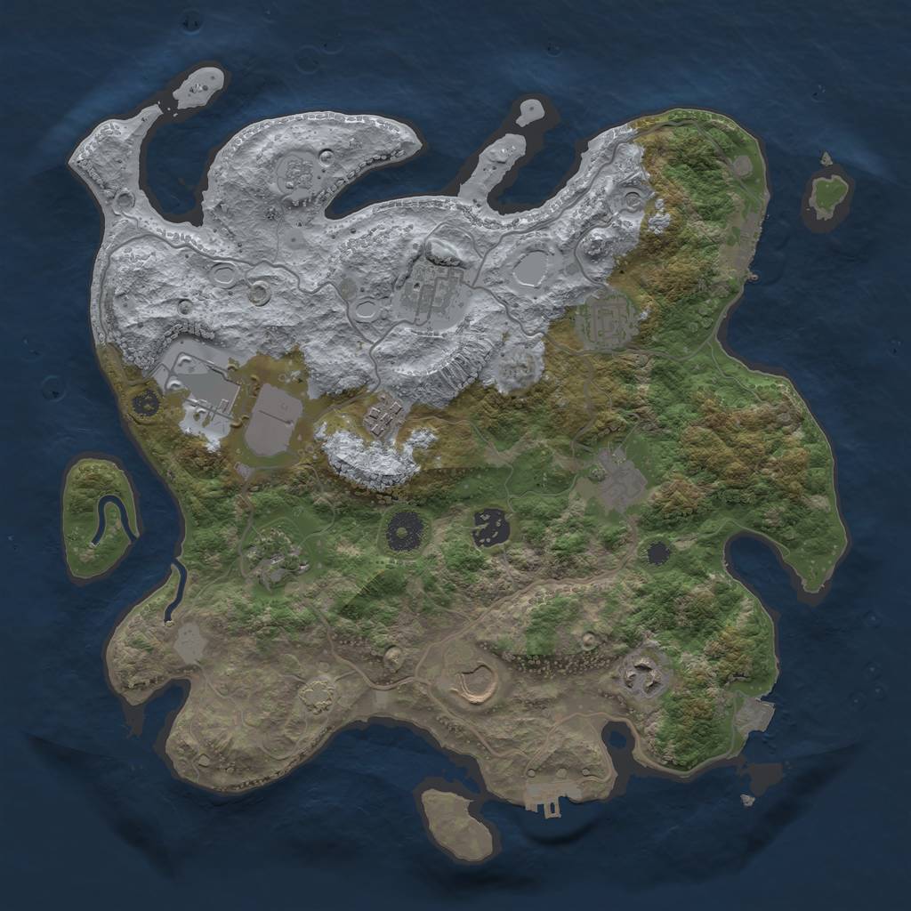Rust Map: Procedural Map, Size: 3500, Seed: 750752704, 17 Monuments