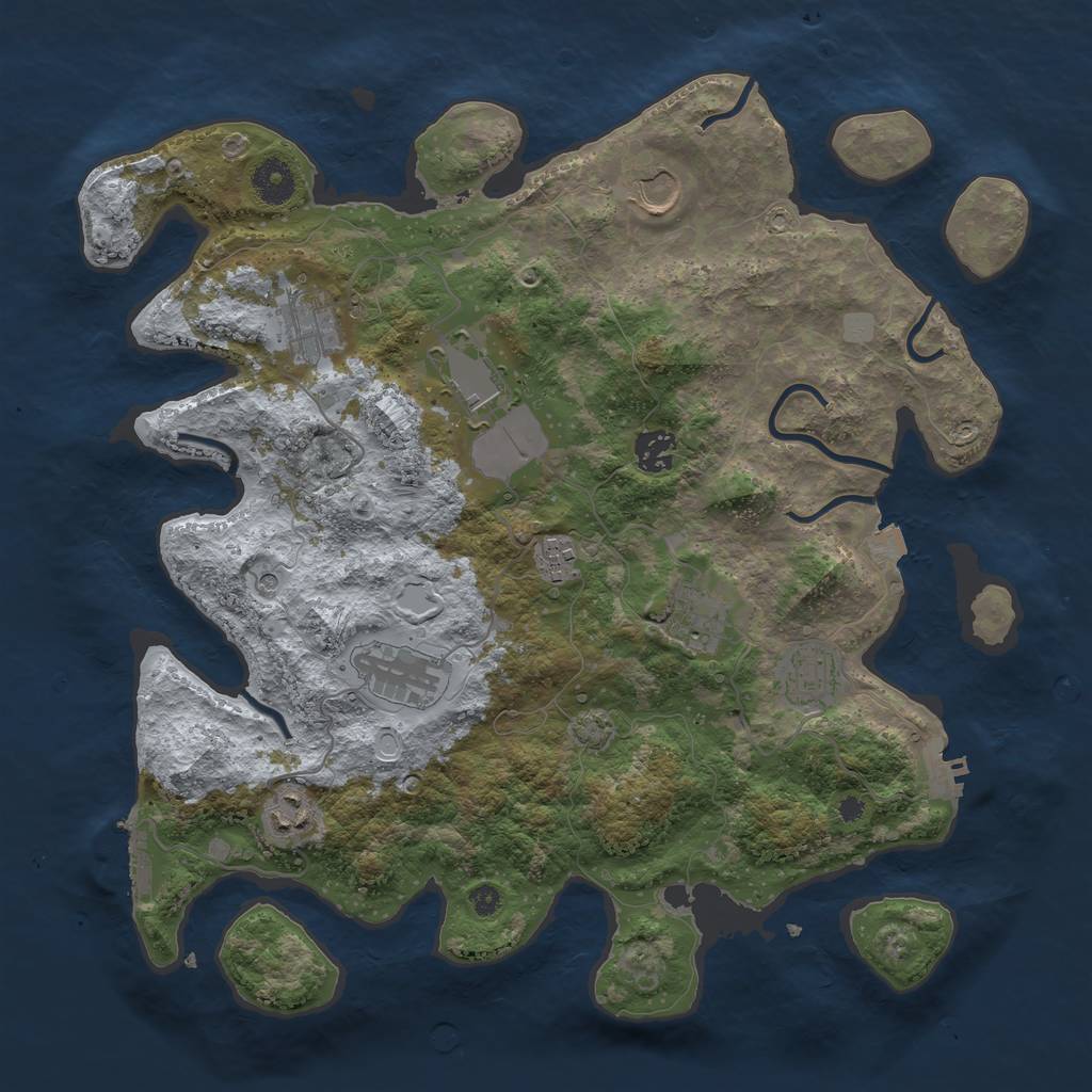 Rust Map: Procedural Map, Size: 3750, Seed: 13879041, 16 Monuments