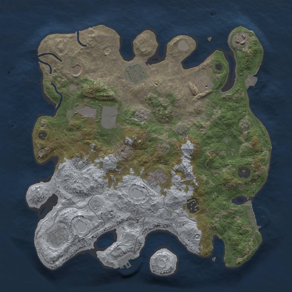 Rust Map: Procedural Map, Size: 3500, Seed: 1087526419, 18 Monuments