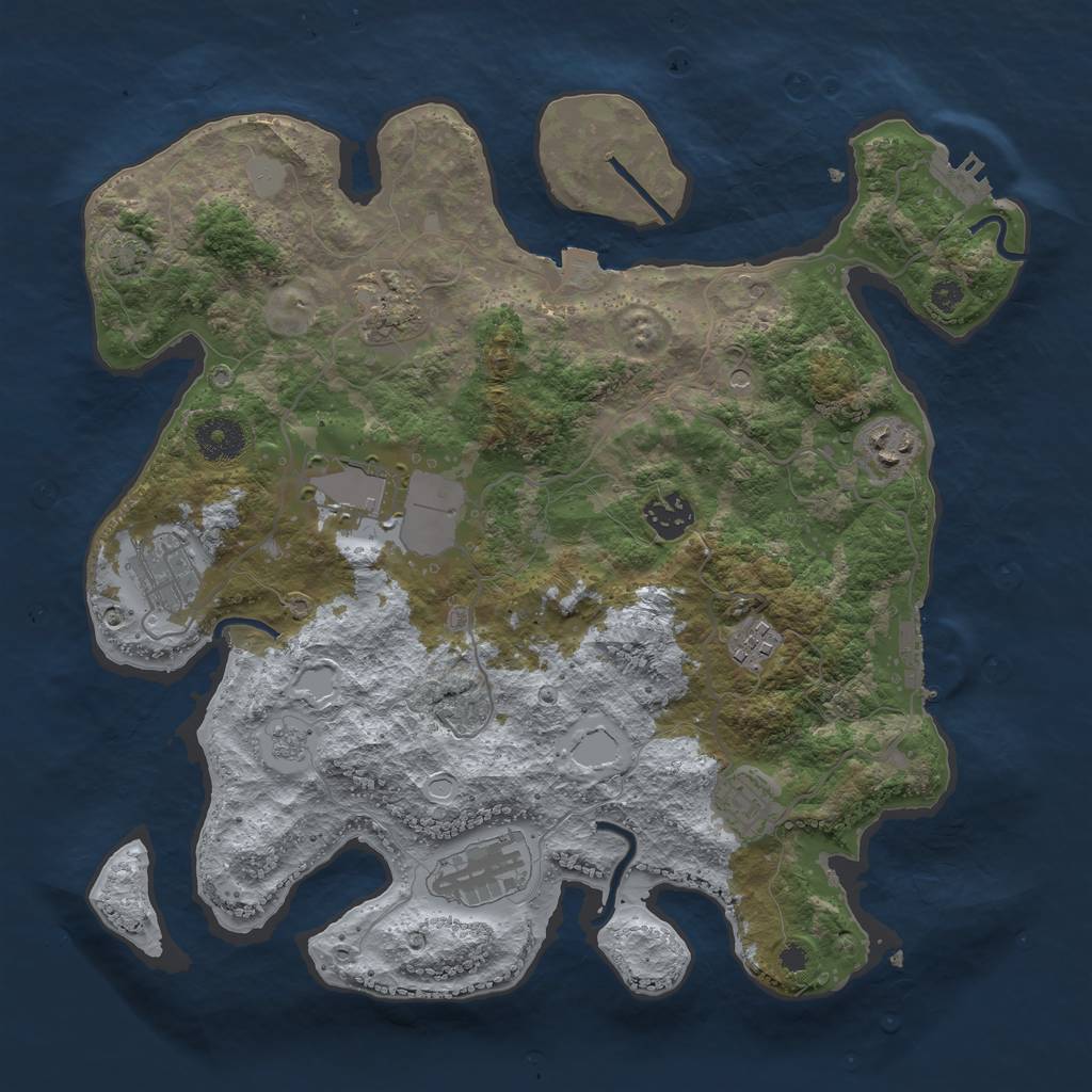 Rust Map: Procedural Map, Size: 3500, Seed: 764776020, 16 Monuments