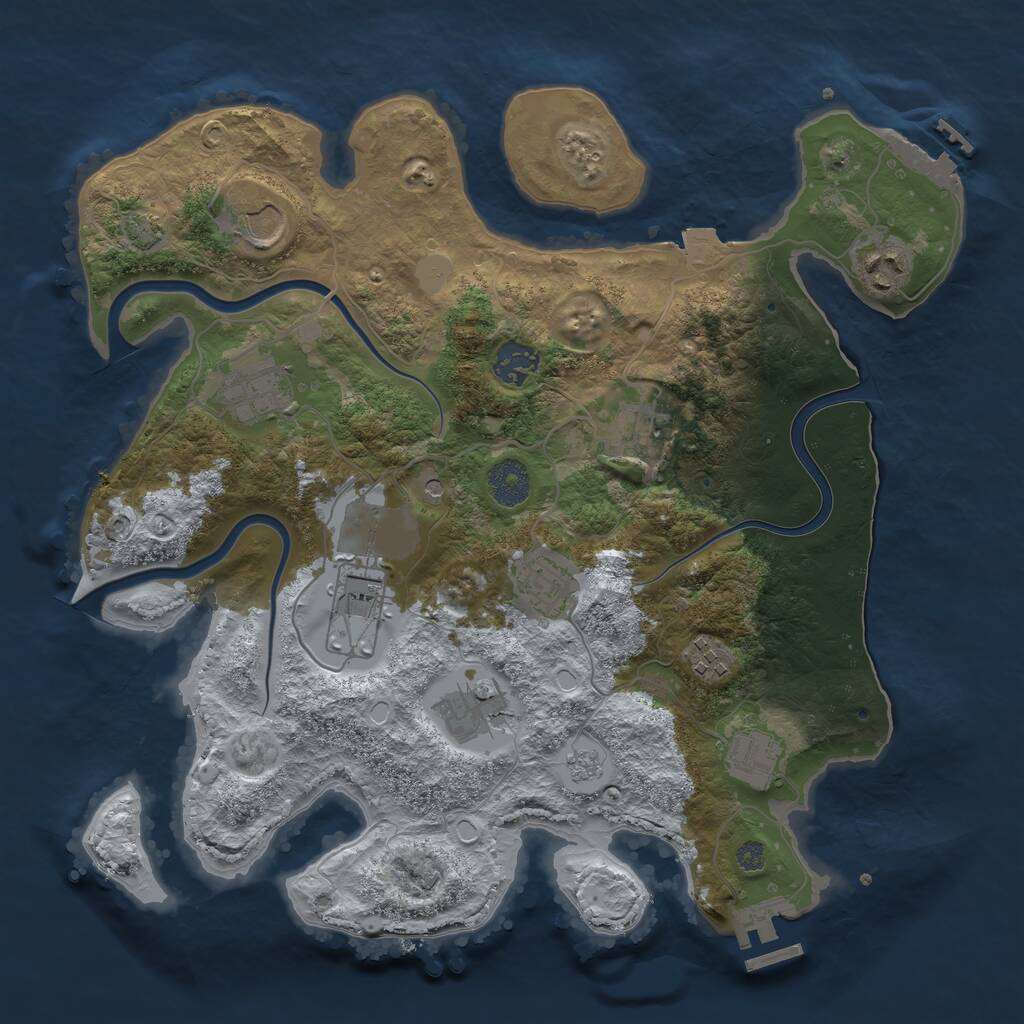 Rust Map: Procedural Map, Size: 3500, Seed: 764776020, 17 Monuments