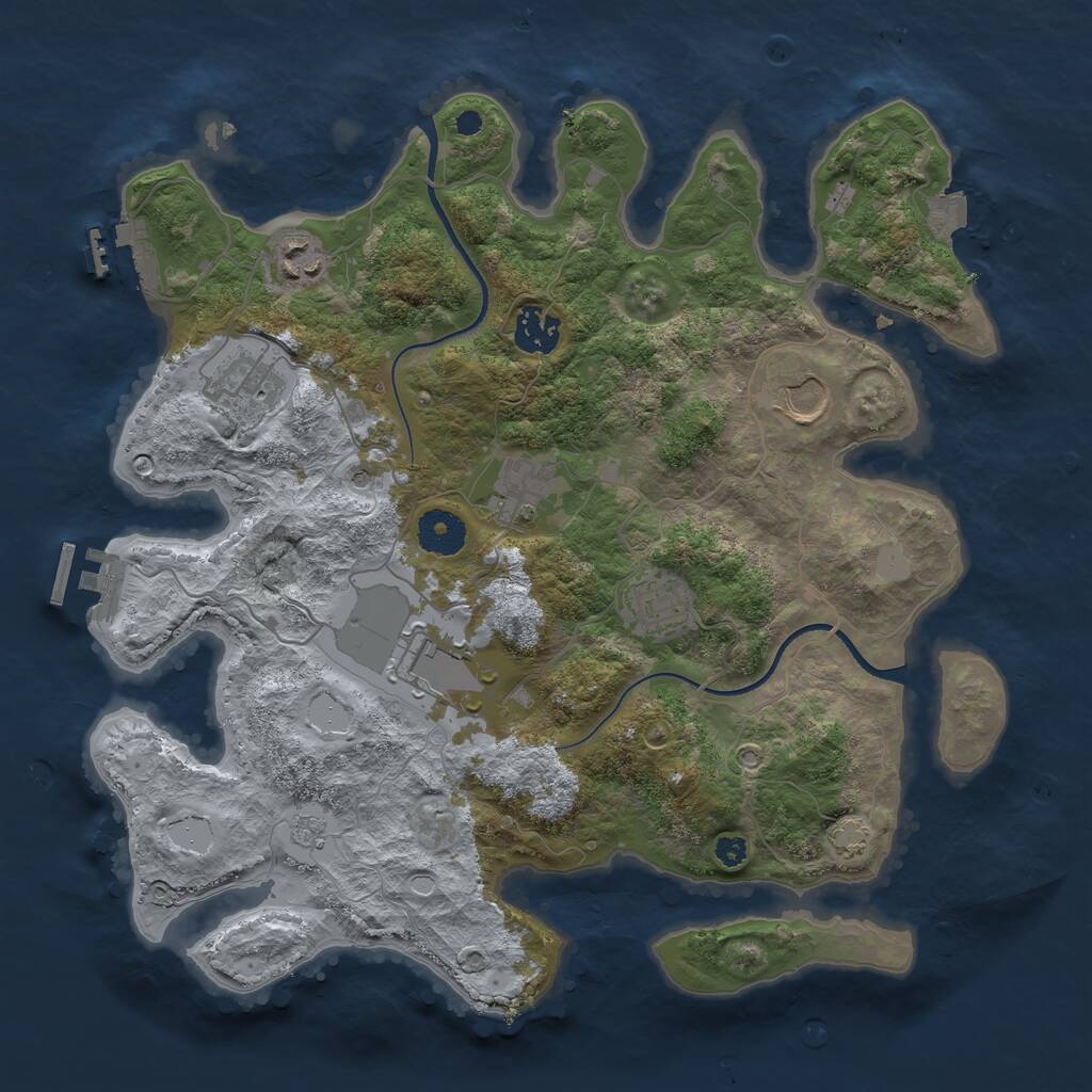 Rust Map: Procedural Map, Size: 3500, Seed: 530516911, 13 Monuments
