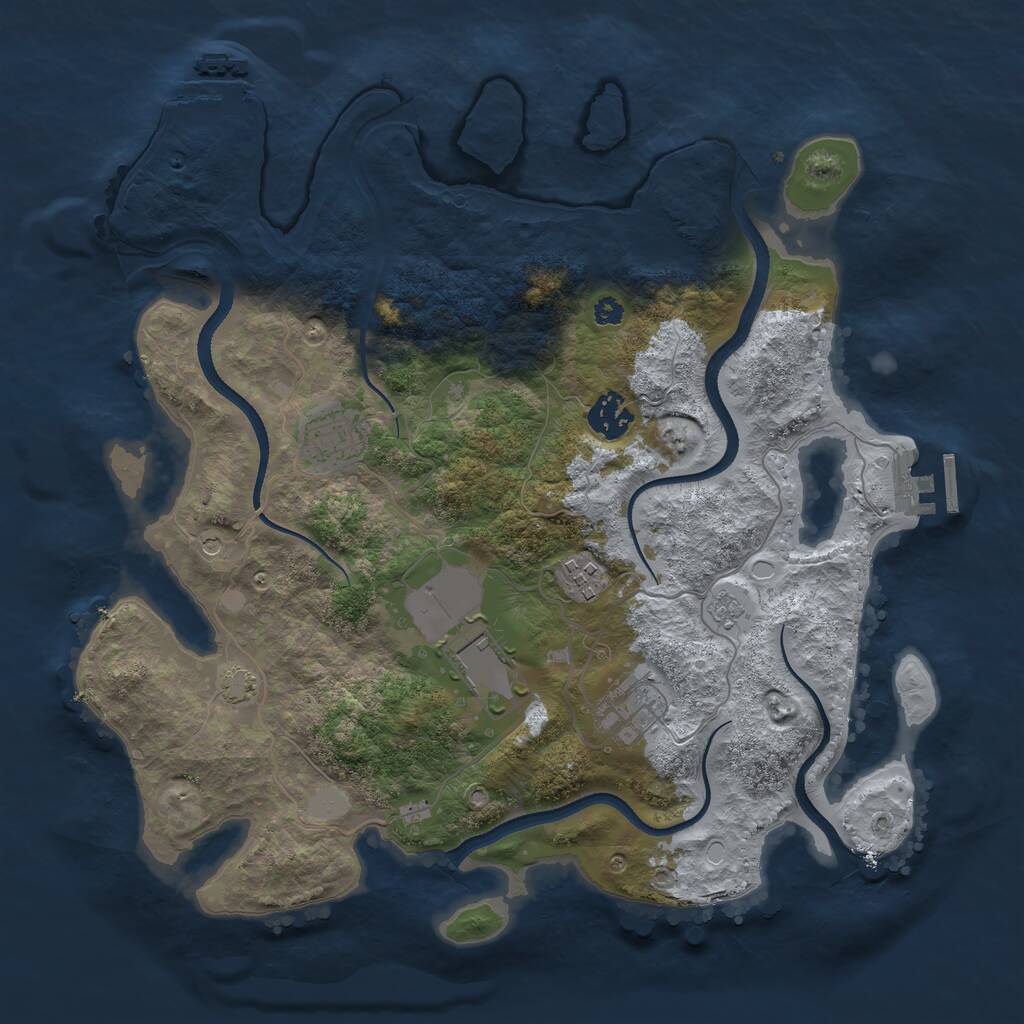 Rust Map: Procedural Map, Size: 3500, Seed: 1662399260, 11 Monuments
