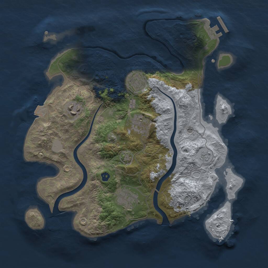 Rust Map: Procedural Map, Size: 3000, Seed: 5601429, 9 Monuments