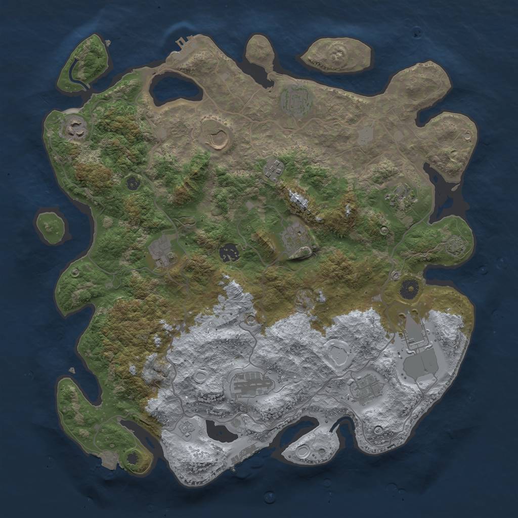 Rust Map: Procedural Map, Size: 4000, Seed: 761491400, 19 Monuments
