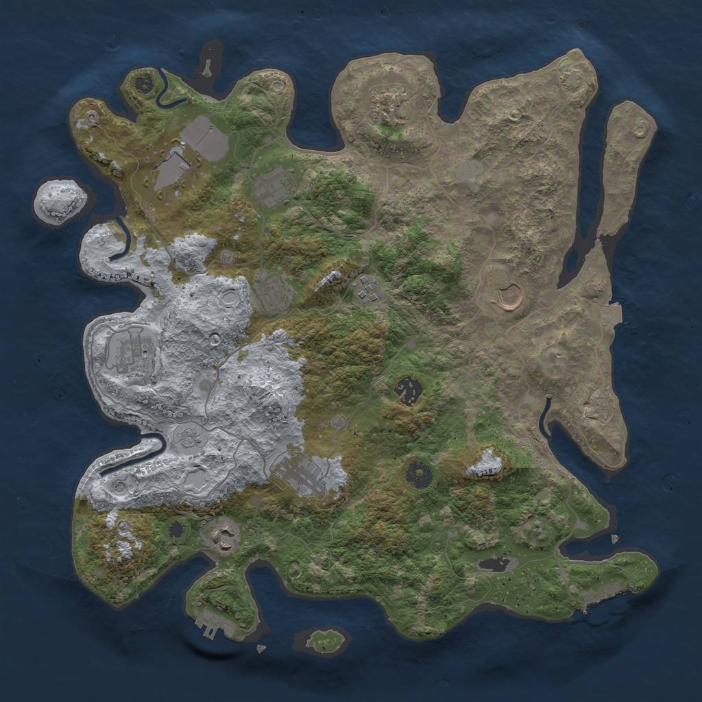 Rust Map: Procedural Map, Size: 3900, Seed: 135021130, 18 Monuments