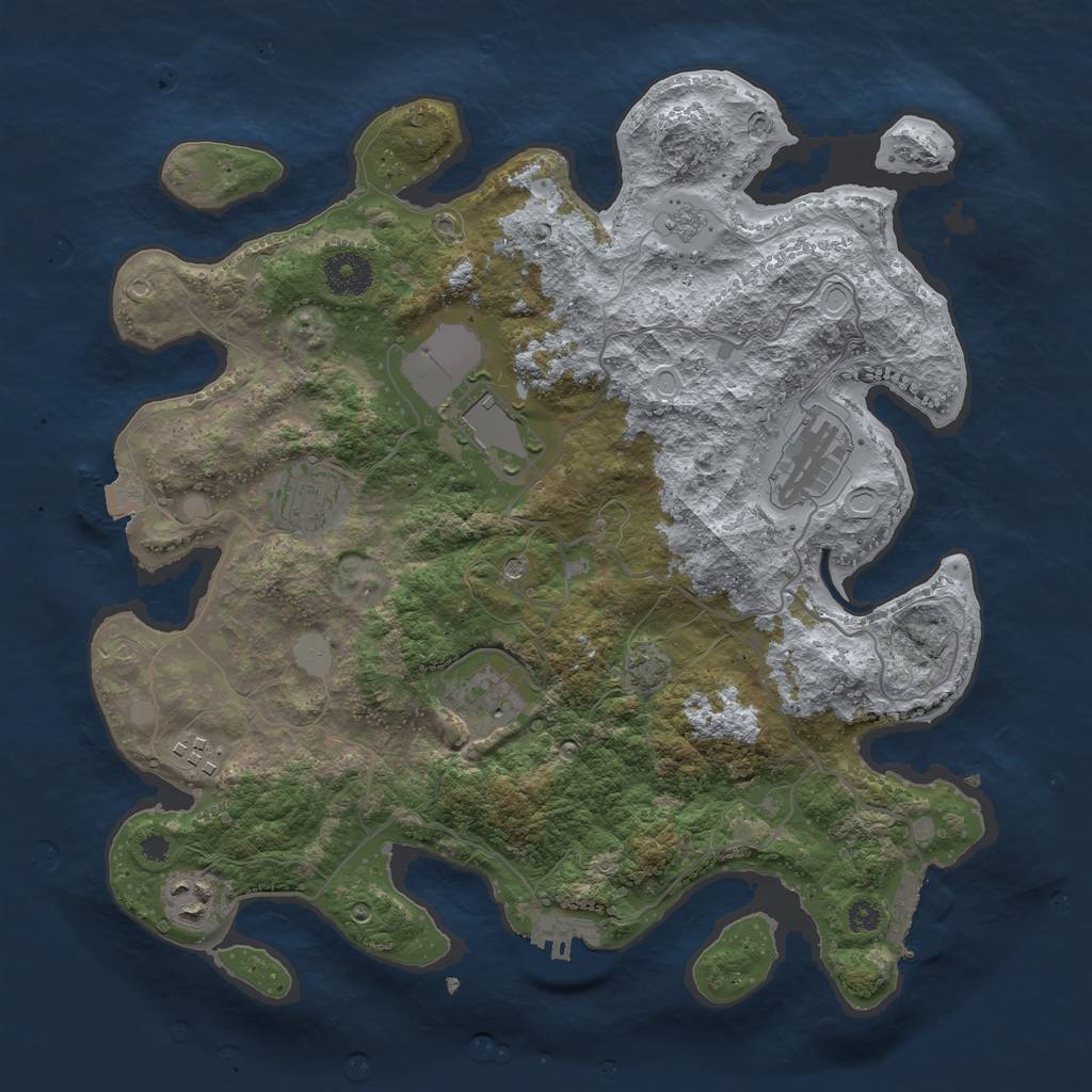 Rust Map: Procedural Map, Size: 3500, Seed: 5486, 14 Monuments