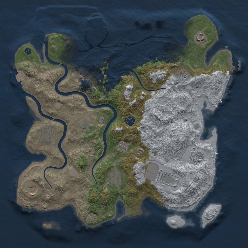 Rust Map: Procedural Map, Size: 3800, Seed: 953, 16 Monuments