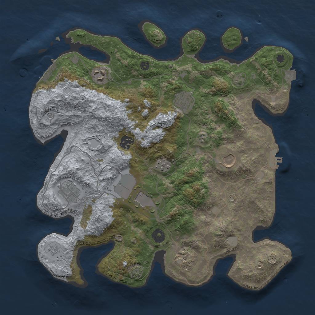 Rust Map: Procedural Map, Size: 3500, Seed: 1727159536, 16 Monuments