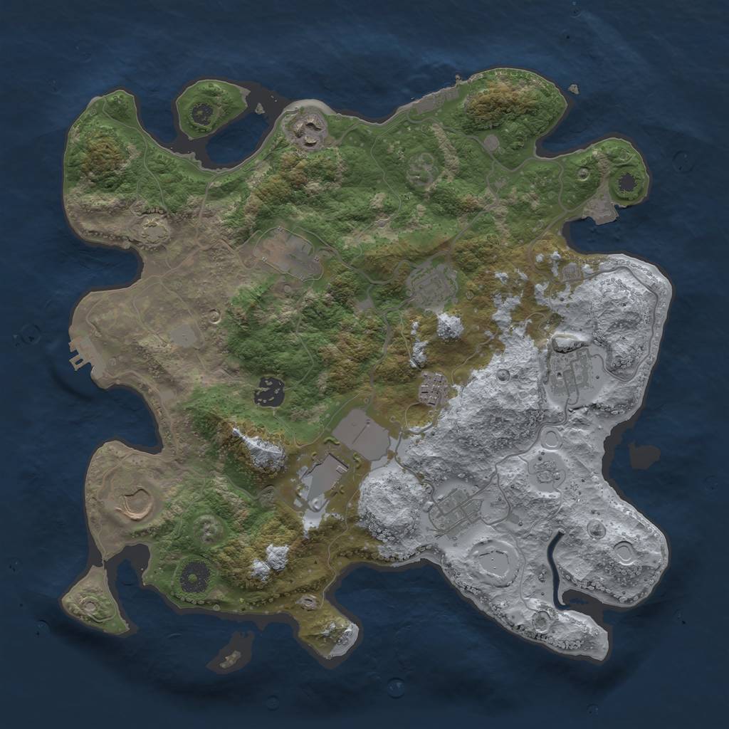 Rust Map: Procedural Map, Size: 3500, Seed: 564238, 16 Monuments
