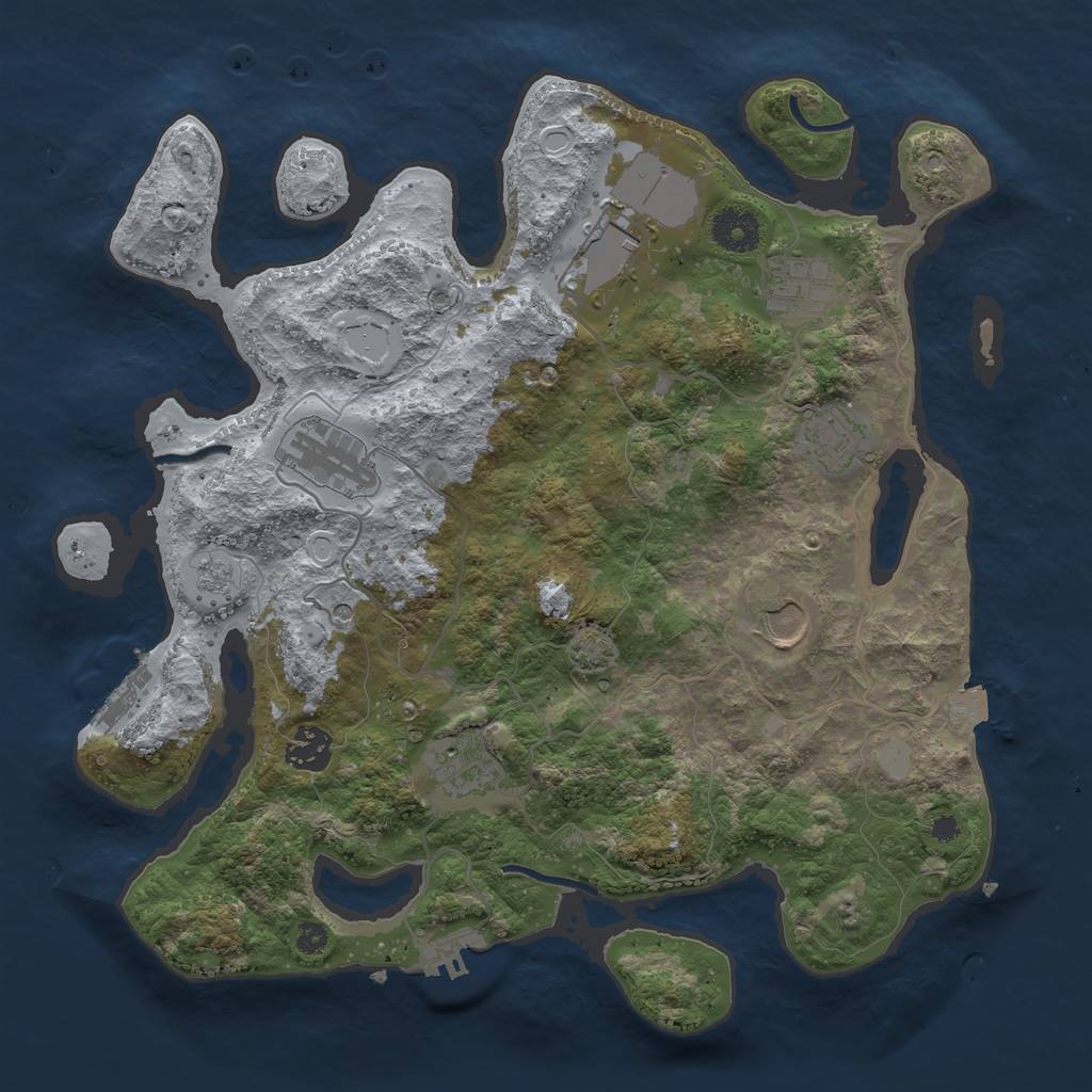 Rust Map: Procedural Map, Size: 3500, Seed: 1006924204, 15 Monuments